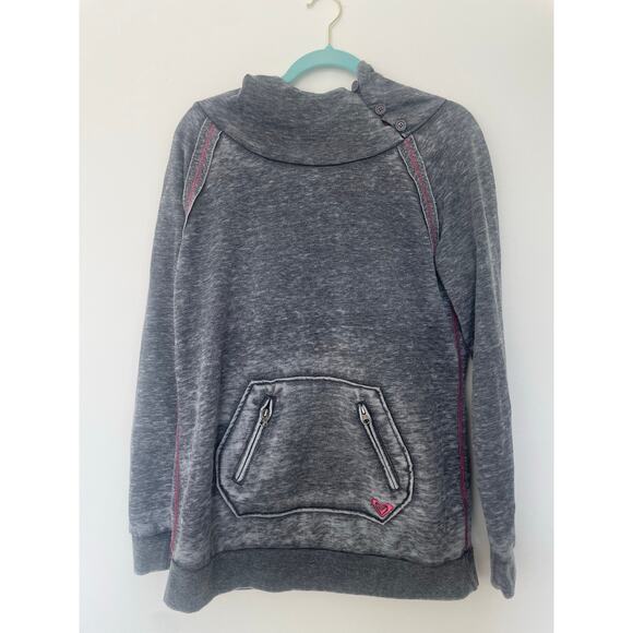 Roxy Tops - Y2K Roxy Gray and Pink Hoodie Sz XL